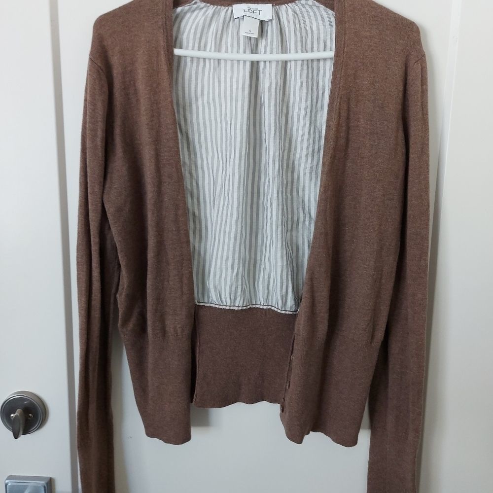 LOFT Brown Open Front Cardigan